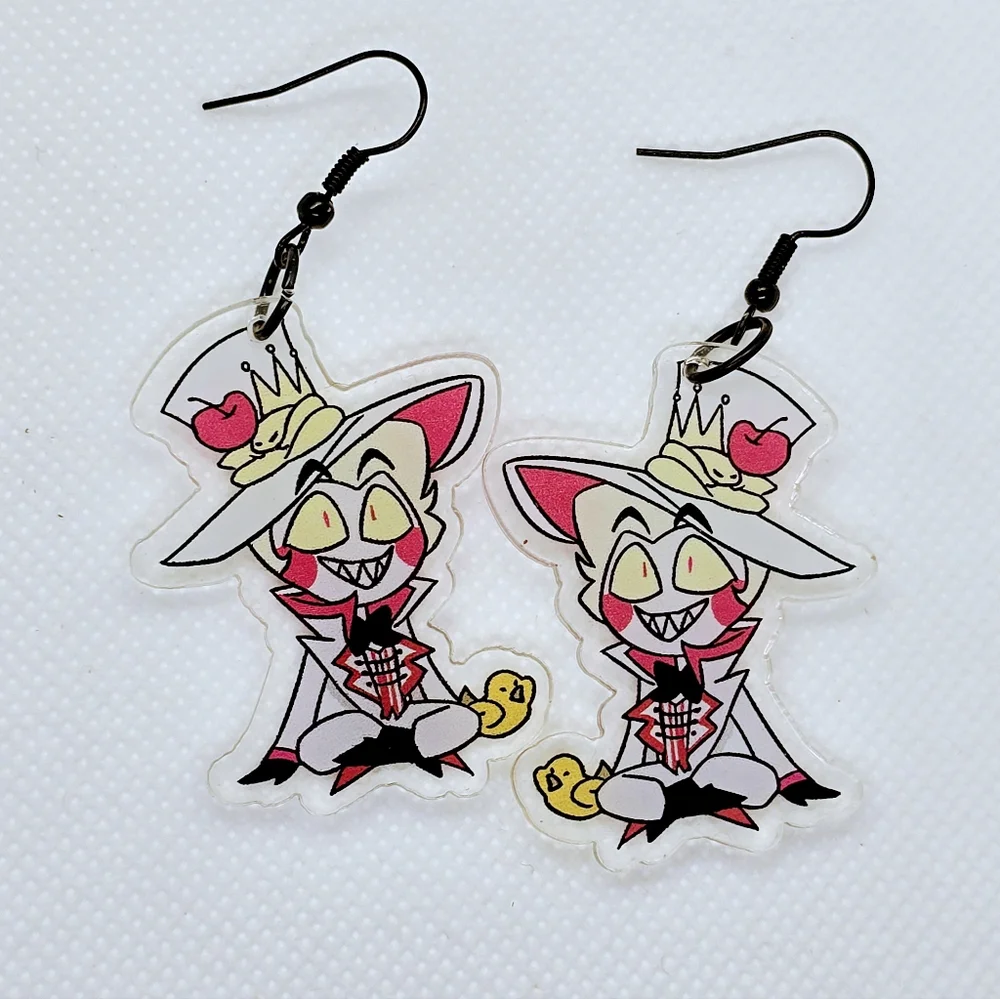 LUCIFER - Hazbin Hotel Inspired Dangle‎ Earrings! Handmade! Hypo-Allergenic